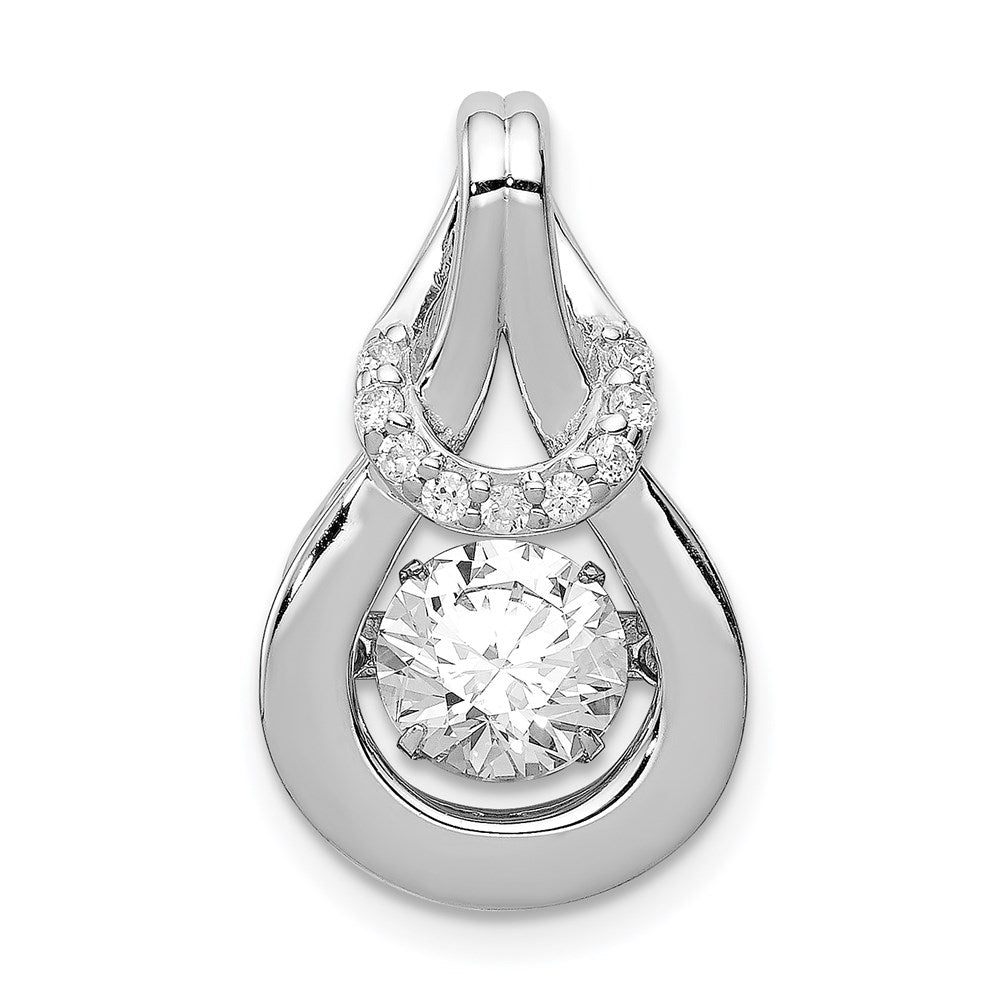 Platinum Plated Sterling Silver & CZ Love Knot Pendant, 14 x 21mm, Item P27539 by The Black Bow Jewelry Co.