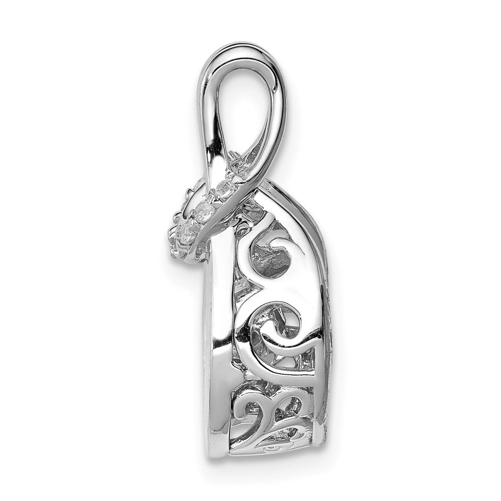 Alternate view of the Platinum Plated Sterling Silver & CZ Love Knot Pendant, 14 x 21mm by The Black Bow Jewelry Co.