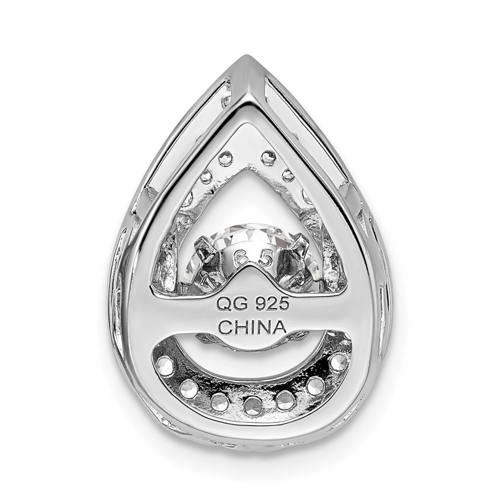 Alternate view of the Platinum Plated Sterling Silver & CZ Teardrop Slide Pendant, 13 x 19mm by The Black Bow Jewelry Co.