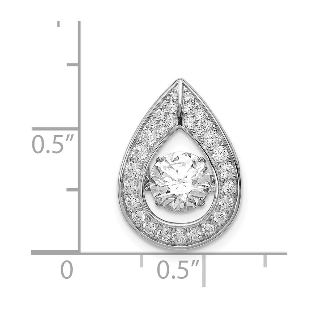 Alternate view of the Platinum Plated Sterling Silver & CZ Teardrop Slide Pendant, 13 x 19mm by The Black Bow Jewelry Co.