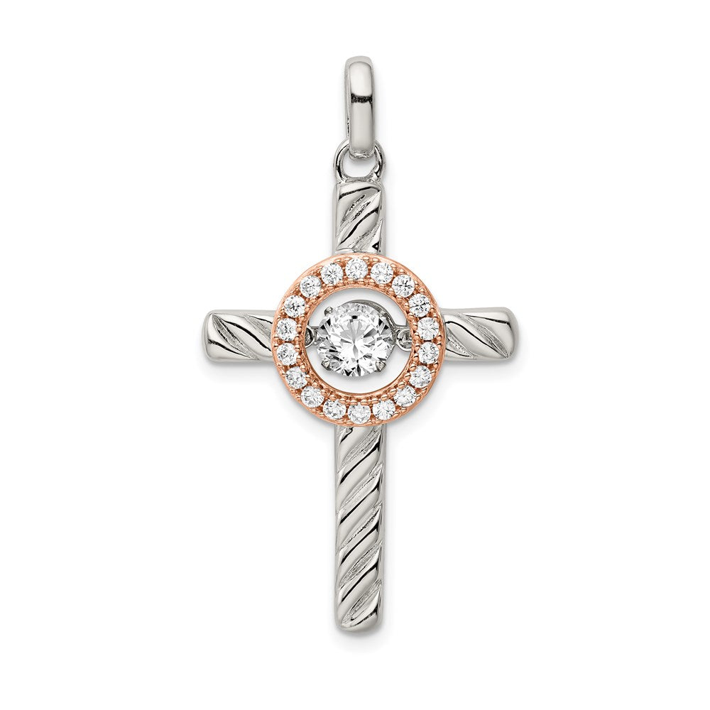 Platinum & Rose Tone Plated Sterling Silver & CZ Celtic Cross Pendant, Item P27541 by The Black Bow Jewelry Co.