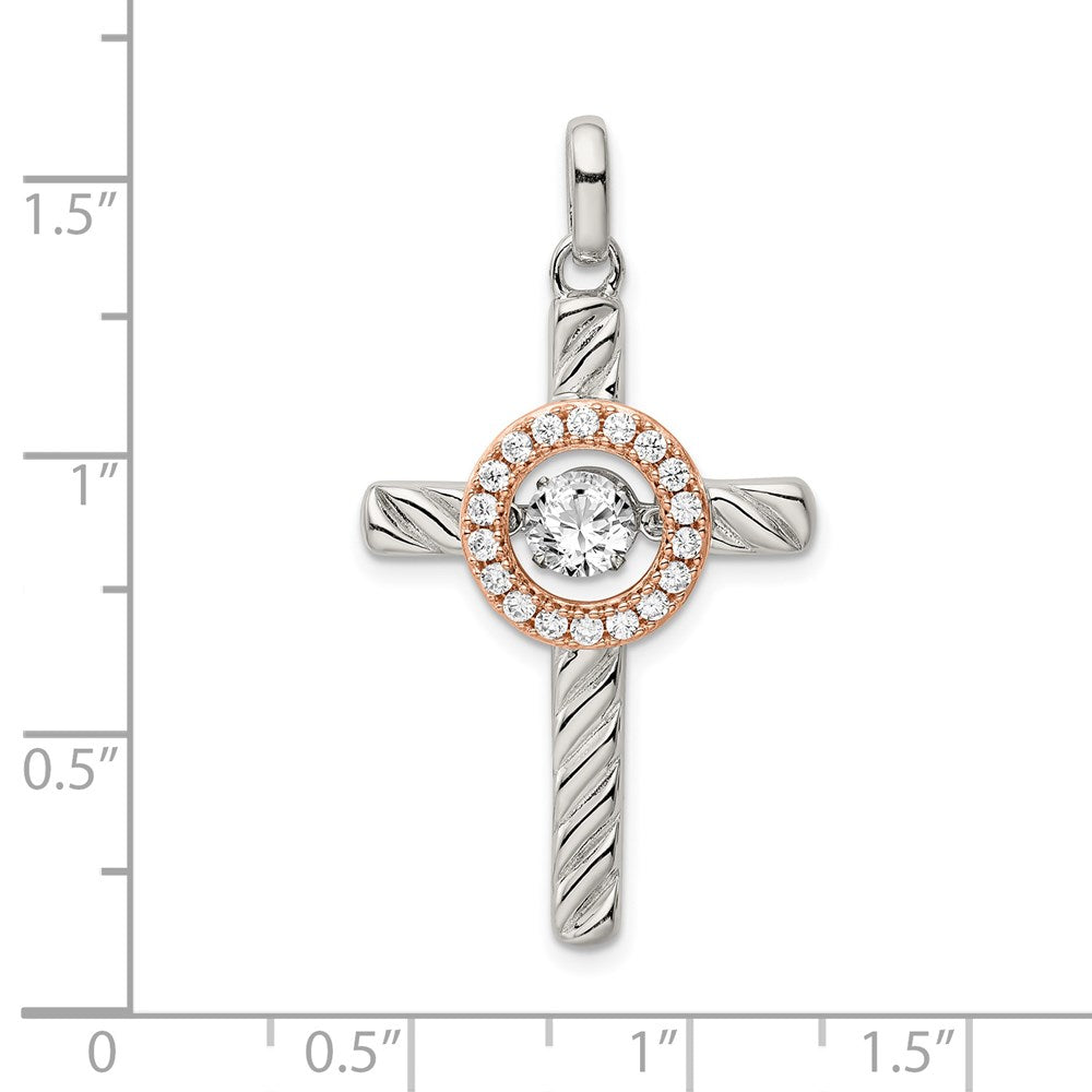 Alternate view of the Platinum & Rose Tone Plated Sterling Silver & CZ Celtic Cross Pendant by The Black Bow Jewelry Co.