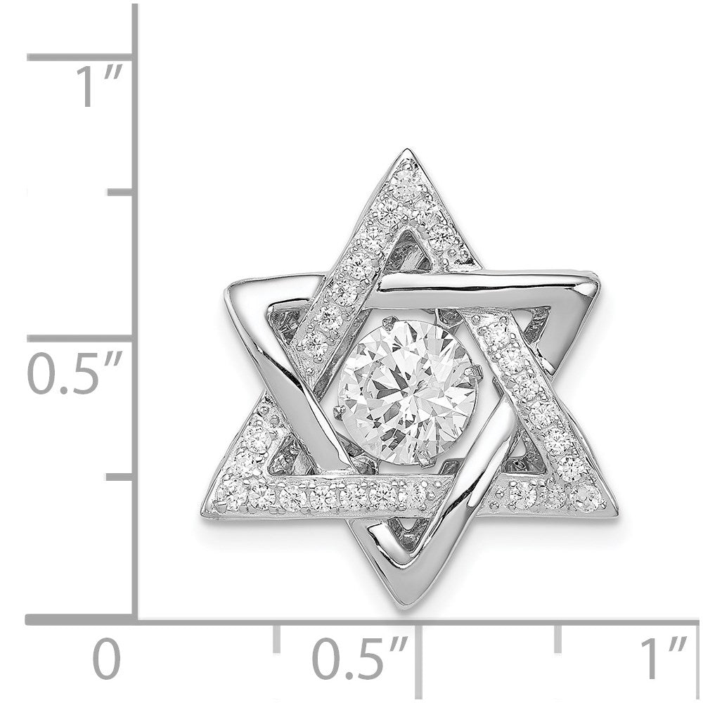Alternate view of the Platinum Plated Sterling Silver & CZ Star of David Pendant, 19 x 22mm by The Black Bow Jewelry Co.