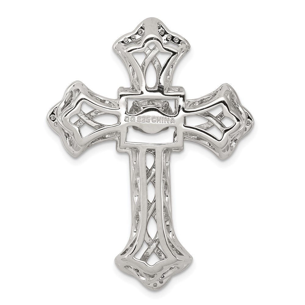 Alternate view of the Platinum & Gold Tone Sterling Silver & CZ Cross Pendant, 32 x 42mm by The Black Bow Jewelry Co.