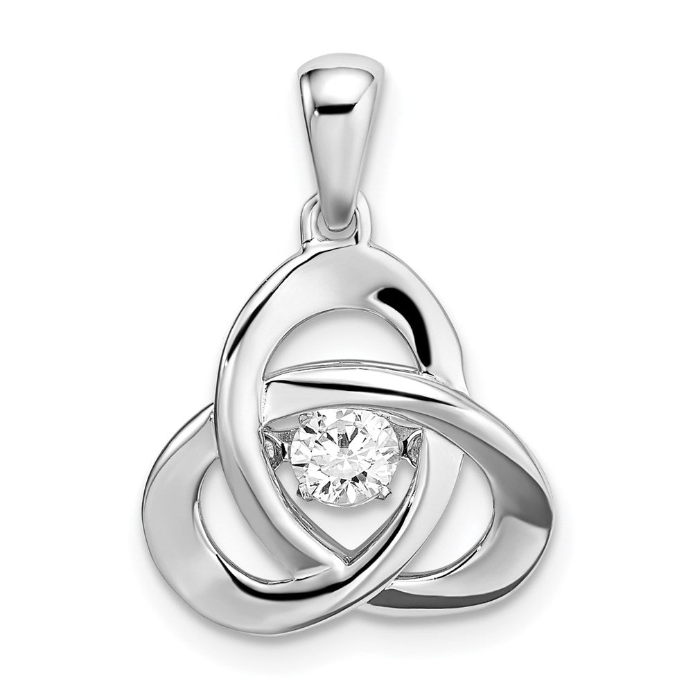 Platinum Plated Sterling Silver Vibrant CZ Celtic Knot Pendant, 15mm, Item P27552 by The Black Bow Jewelry Co.