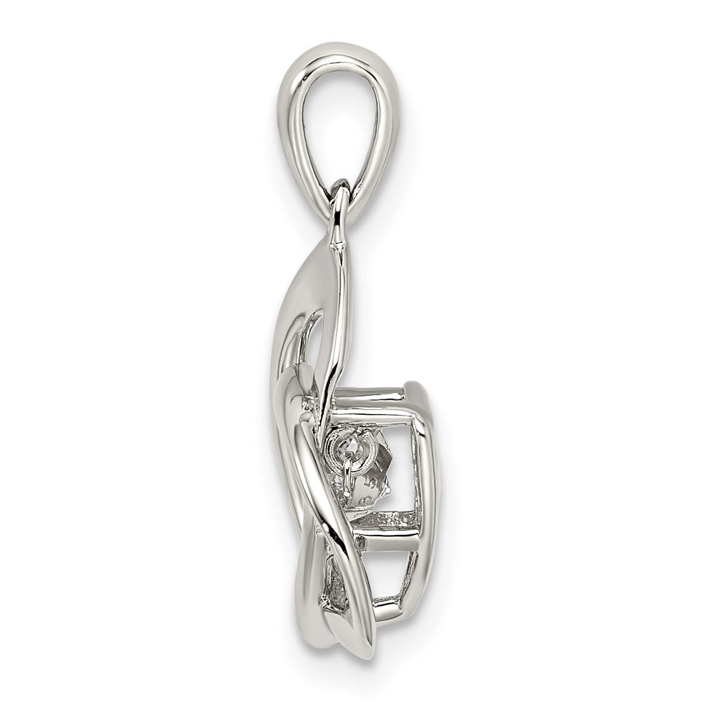 Alternate view of the Platinum Plated Sterling Silver Vibrant CZ Celtic Knot Pendant, 15mm by The Black Bow Jewelry Co.