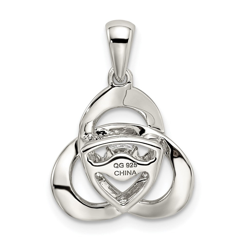 Alternate view of the Platinum Plated Sterling Silver Vibrant CZ Celtic Knot Pendant, 15mm by The Black Bow Jewelry Co.