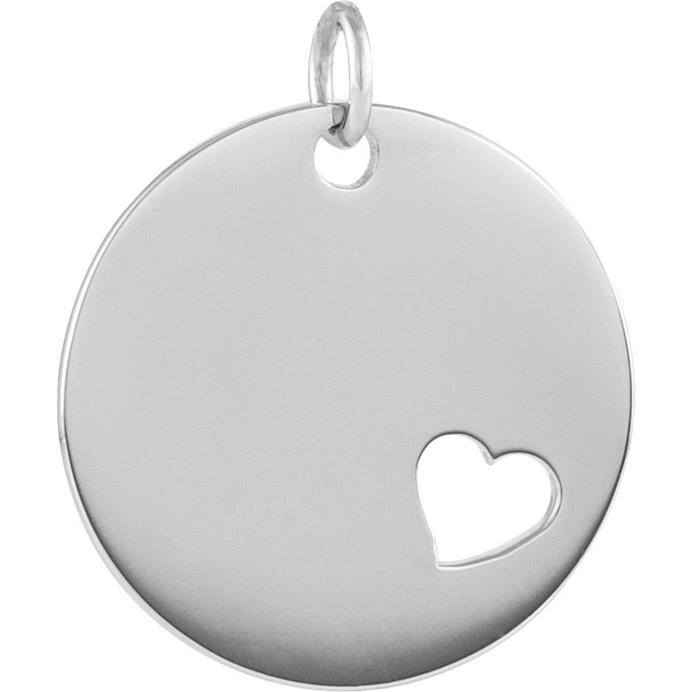 Sterling Silver Pierced Heart Disc Charm or Pendant, 15mm (9/16 inch), Item P27567 by The Black Bow Jewelry Co.