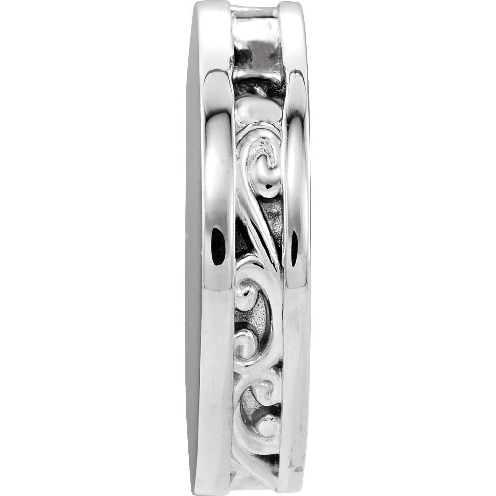 Alternate view of the Sterling Silver Engravable Scroll Edge Disc Slide Pendant, 17mm by The Black Bow Jewelry Co.