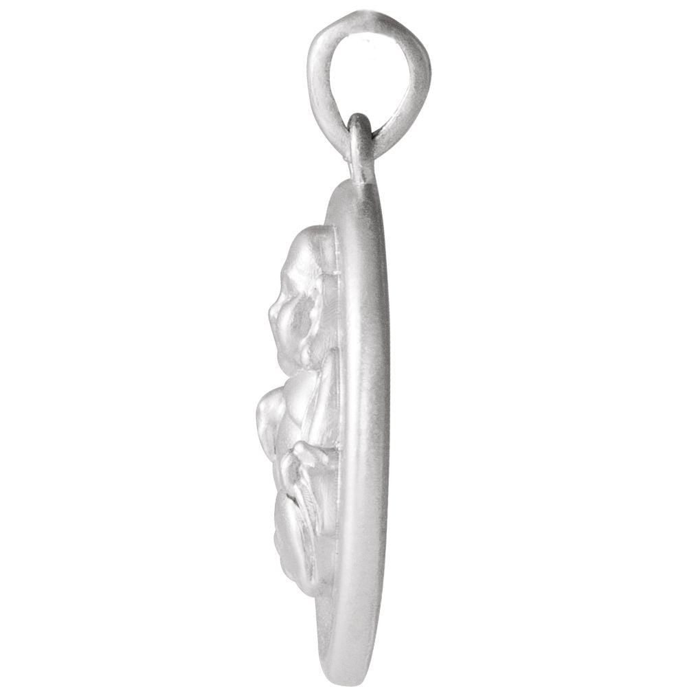 Alternate view of the Platinum Embossed Buddha Disc Pendant, 16mm (5/8 Inch) by The Black Bow Jewelry Co.