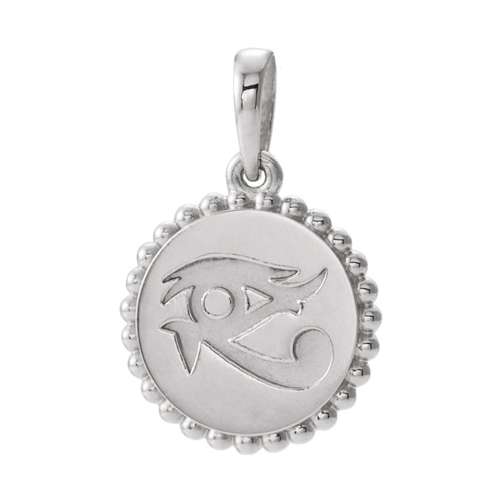 Sterling Silver Eye of Horus Beaded Disc Pendant, 12mm (7/16 Inch), Item P27574 by The Black Bow Jewelry Co.