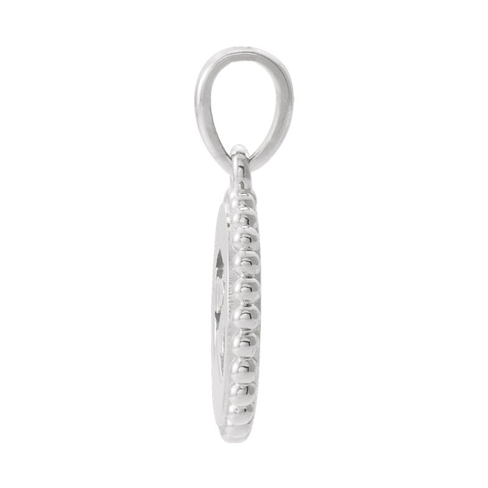 Alternate view of the Sterling Silver Eye of Horus Beaded Disc Pendant, 12mm (7/16 Inch) by The Black Bow Jewelry Co.