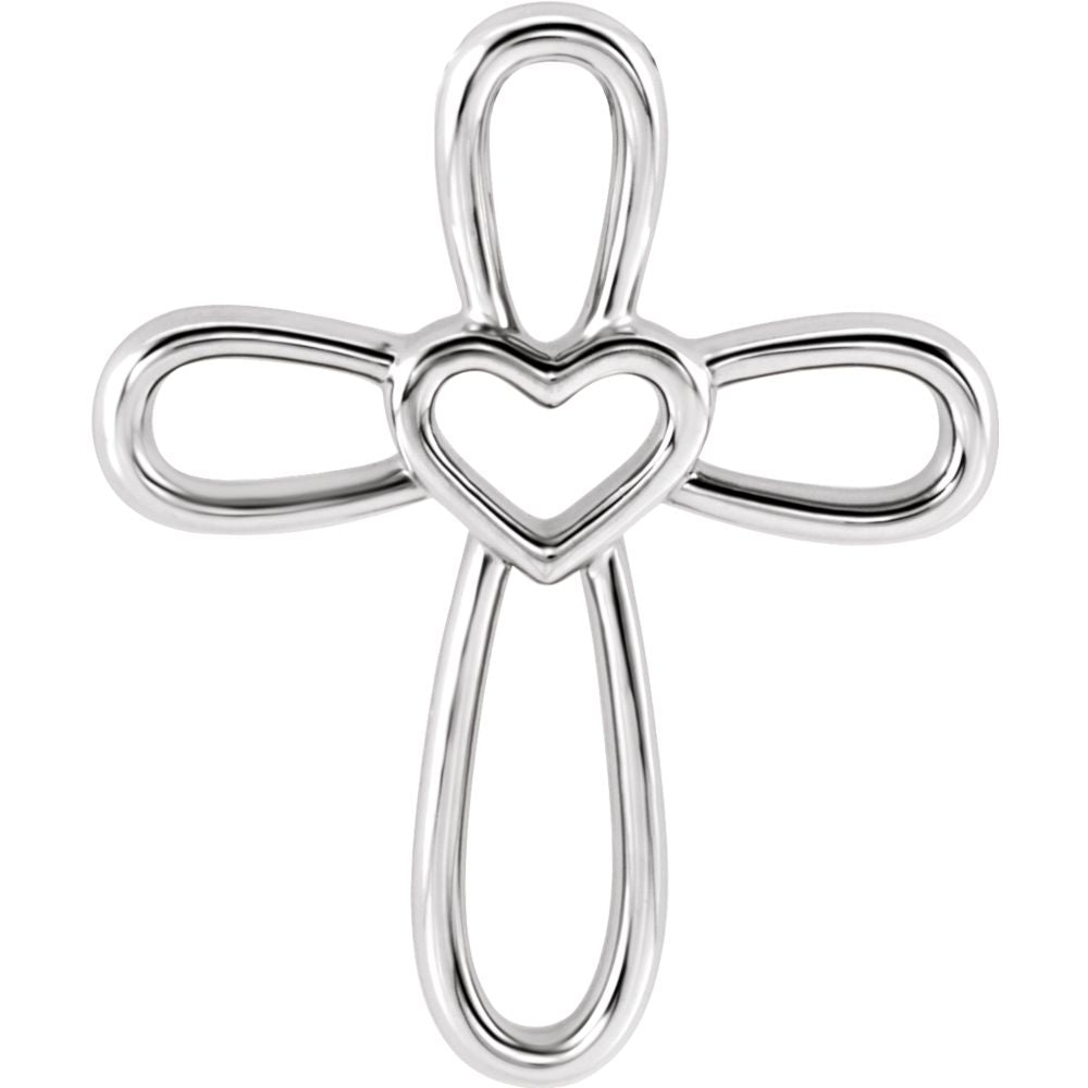 Sterling Silver Looped Heart Cross Slide Pendant, 17 x 20mm, Item P27577 by The Black Bow Jewelry Co.