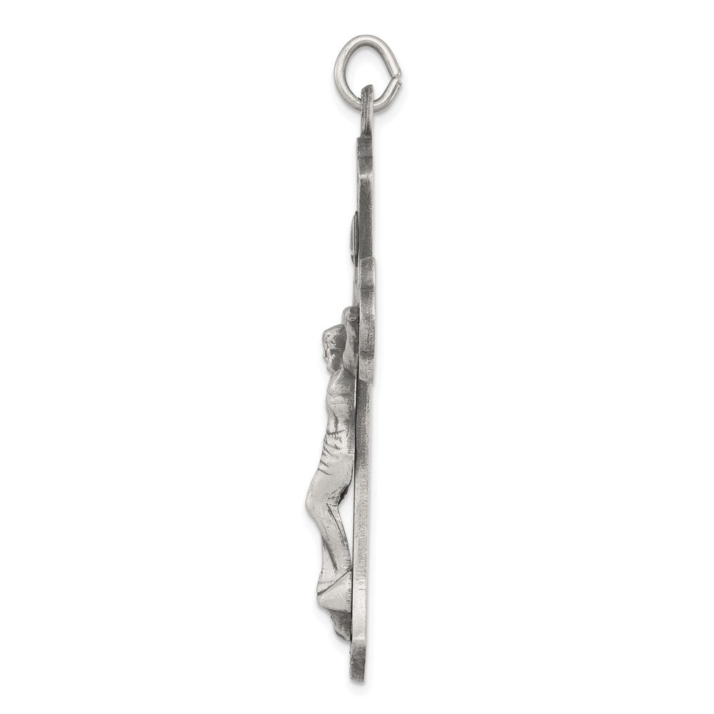 Alternate view of the Sterling Silver Solid Antiqued INRI Crucifix Cross Pendant by The Black Bow Jewelry Co.