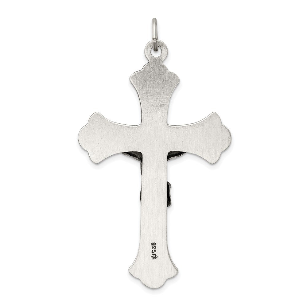 Alternate view of the Sterling Silver Solid Antiqued INRI Crucifix Cross Pendant by The Black Bow Jewelry Co.
