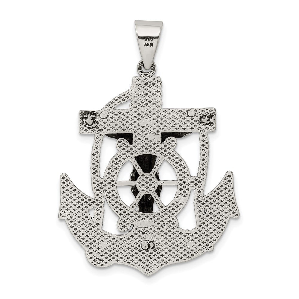 Alternate view of the Sterling Silver 2D Antiqued Mariner Crucifix Cross Pendant, 29 x 45mm by The Black Bow Jewelry Co.