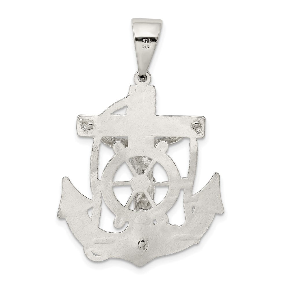 Alternate view of the Sterling Silver 2D Polished Mariner Crucifix Cross Pendant, 29 x 45mm by The Black Bow Jewelry Co.