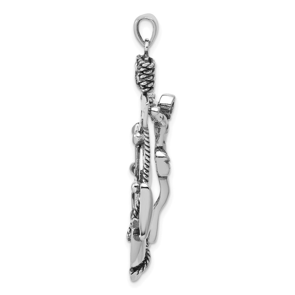 Alternate view of the Sterling Silver Large 2D Antiqued Mariner Crucifix Pendant, 36 x 51mm by The Black Bow Jewelry Co.