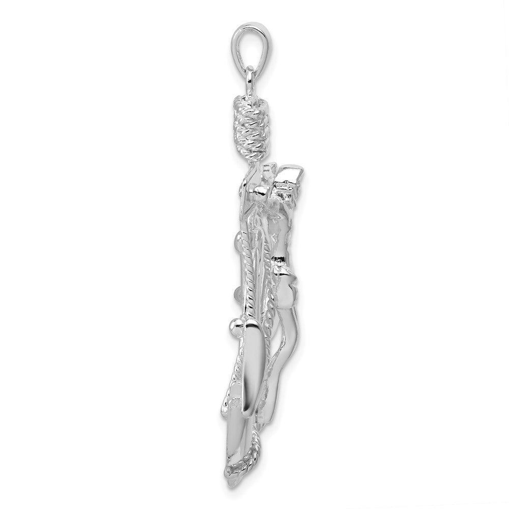 Alternate view of the Sterling Silver Large 2D Polished Mariner Crucifix Pendant, 36 x 51mm by The Black Bow Jewelry Co.