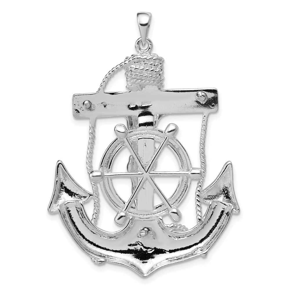 Alternate view of the Sterling Silver Large 2D Polished Mariner Crucifix Pendant, 36 x 51mm by The Black Bow Jewelry Co.