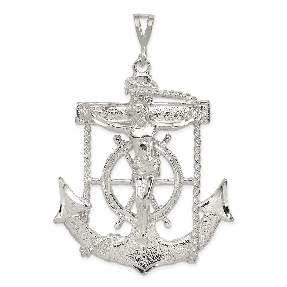 Men's Sterling Silver Mariner's Crucifix Pendant, Large or X-Large, Item P27590 by The Black Bow Jewelry Co.