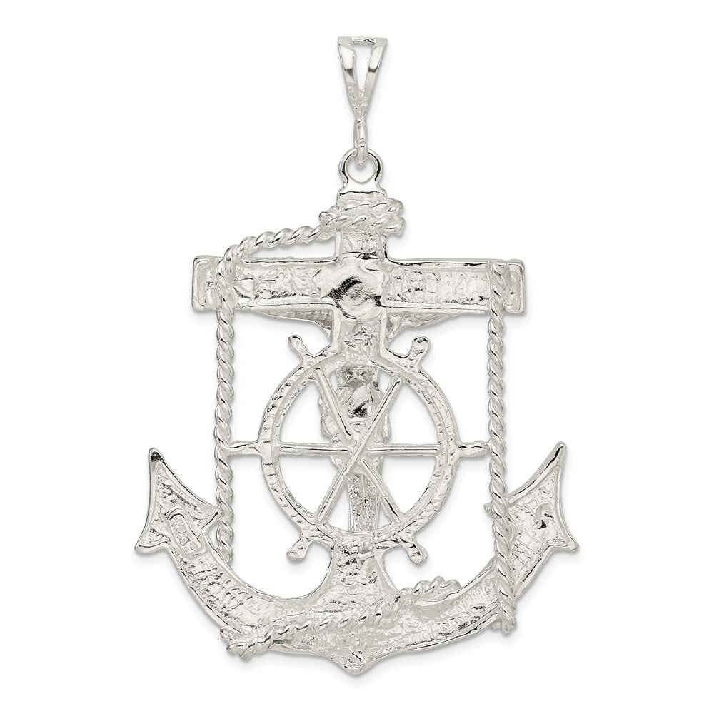 Alternate view of the Mens Sterling Silver X-Large Mariner's Crucifix Cross Pendant, 46x66mm by The Black Bow Jewelry Co.