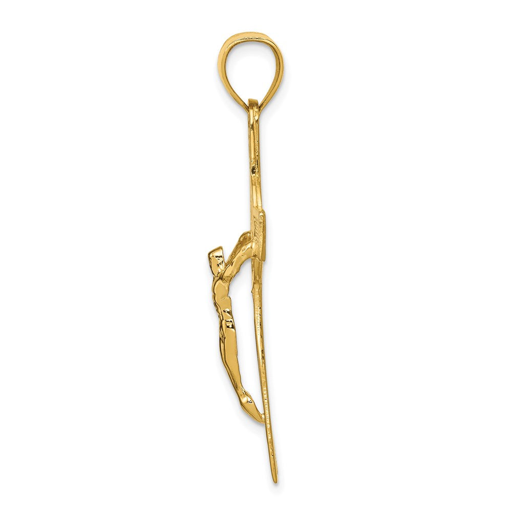 Alternate view of the 14k Yellow Gold San Benito 2-Sided Crucifix Cross Pendant, 22 x 42mm by The Black Bow Jewelry Co.