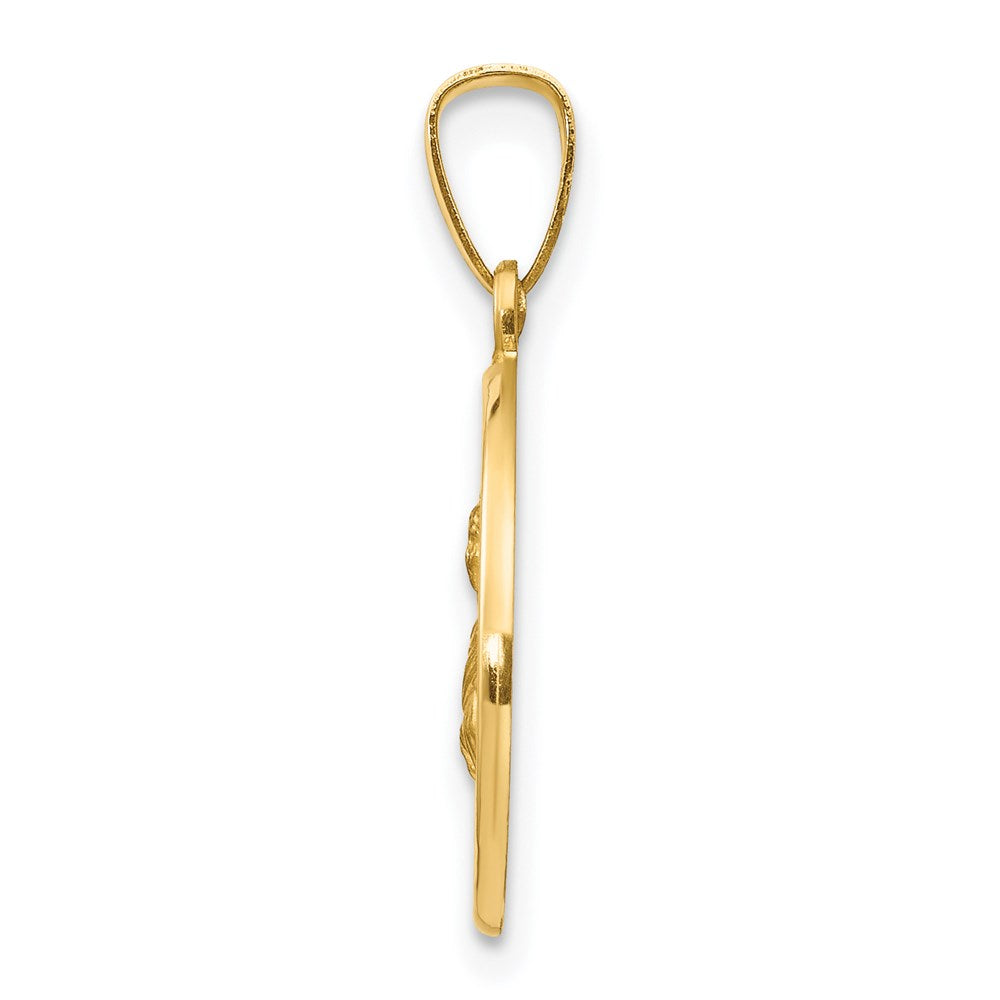 Alternate view of the 14k Yellow Gold Hollow St. Lucy Medal Pendant, 15mm (9/16 Inch) by The Black Bow Jewelry Co.