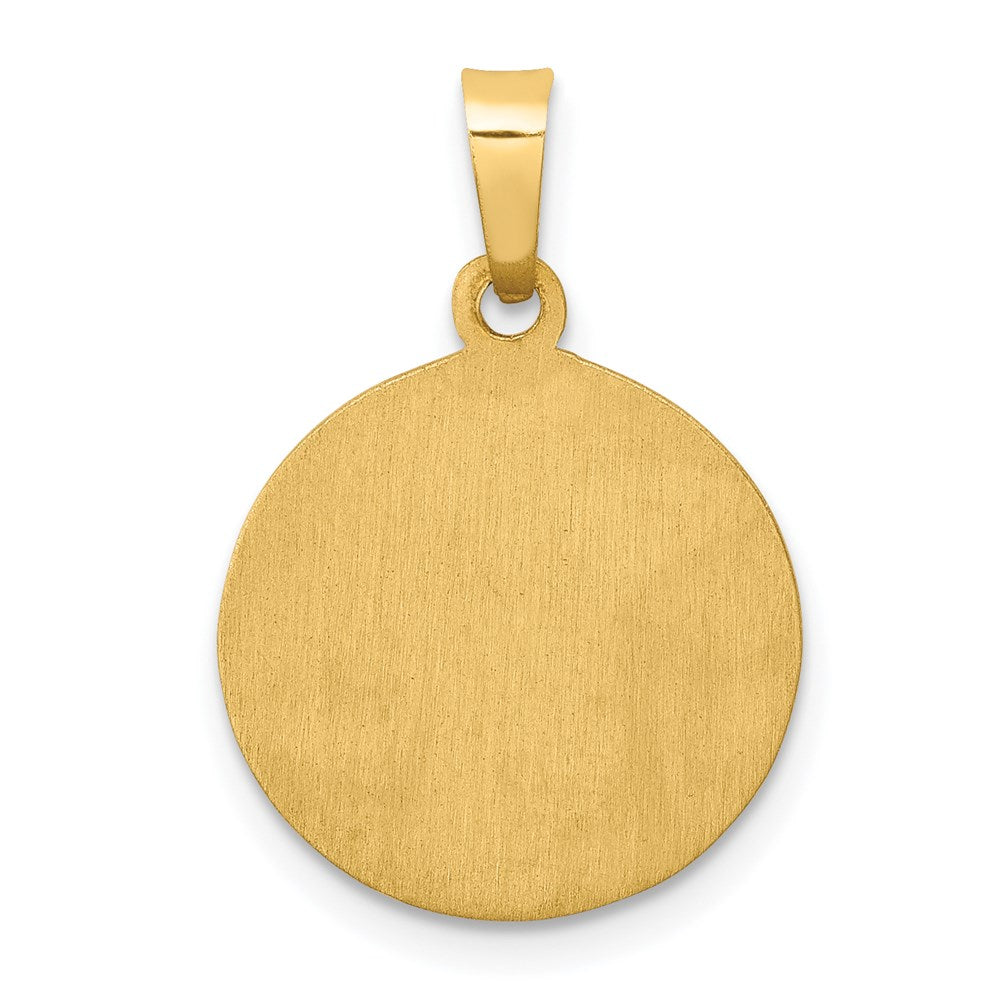 Alternate view of the 14k Yellow Gold Hollow St. Lucy Medal Pendant, 15mm (9/16 Inch) by The Black Bow Jewelry Co.