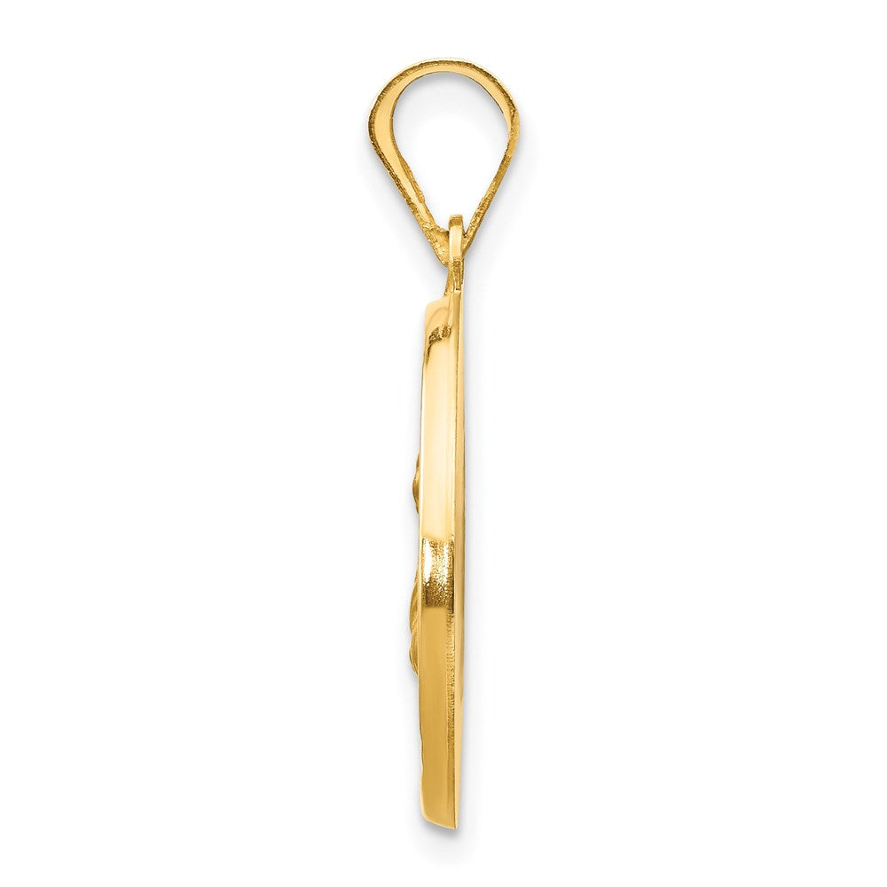 Alternate view of the 14k Yellow Gold Hollow St. Lucy Medal Pendant, 19mm (3/4 Inch) by The Black Bow Jewelry Co.