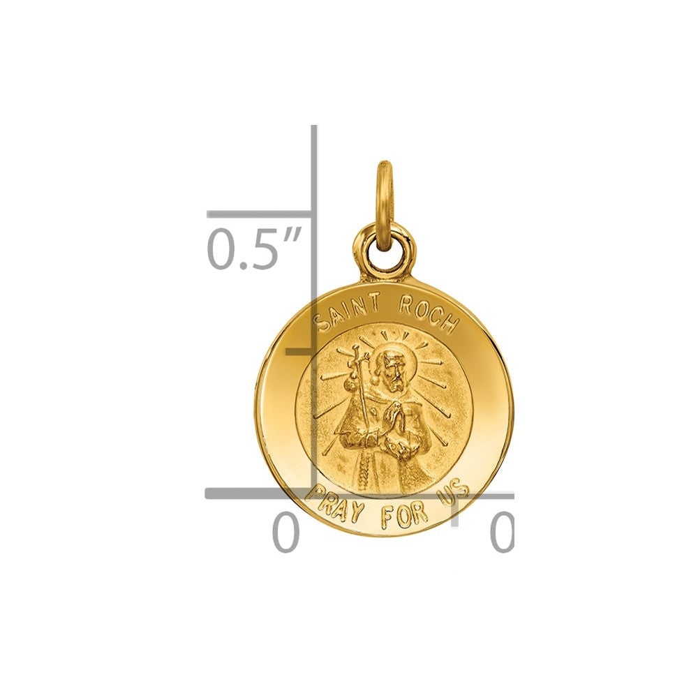Alternate view of the 14k Yellow Gold Solid St. Roch Medal Charm or Pendant, 12mm (7/16 in) by The Black Bow Jewelry Co.