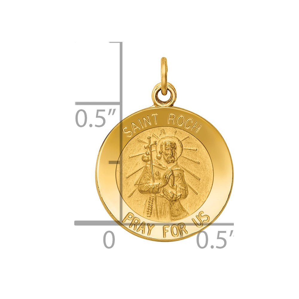 Alternate view of the 14k Yellow Gold Solid St. Roch Medal Charm or Pendant, 15mm (9/16 In) by The Black Bow Jewelry Co.