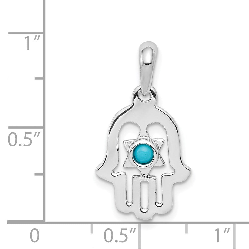 Alternate view of the 14k White Gold Turquoise Chamseh Pendant, 13 x 25mm by The Black Bow Jewelry Co.