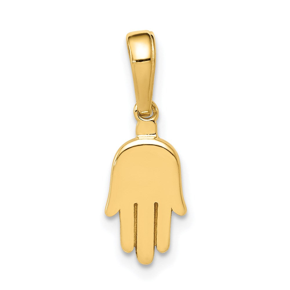 14k Yellow Gold Small Solid Hamsa Pendant, 7 x 18mm, Item P27598-18 by The Black Bow Jewelry Co.