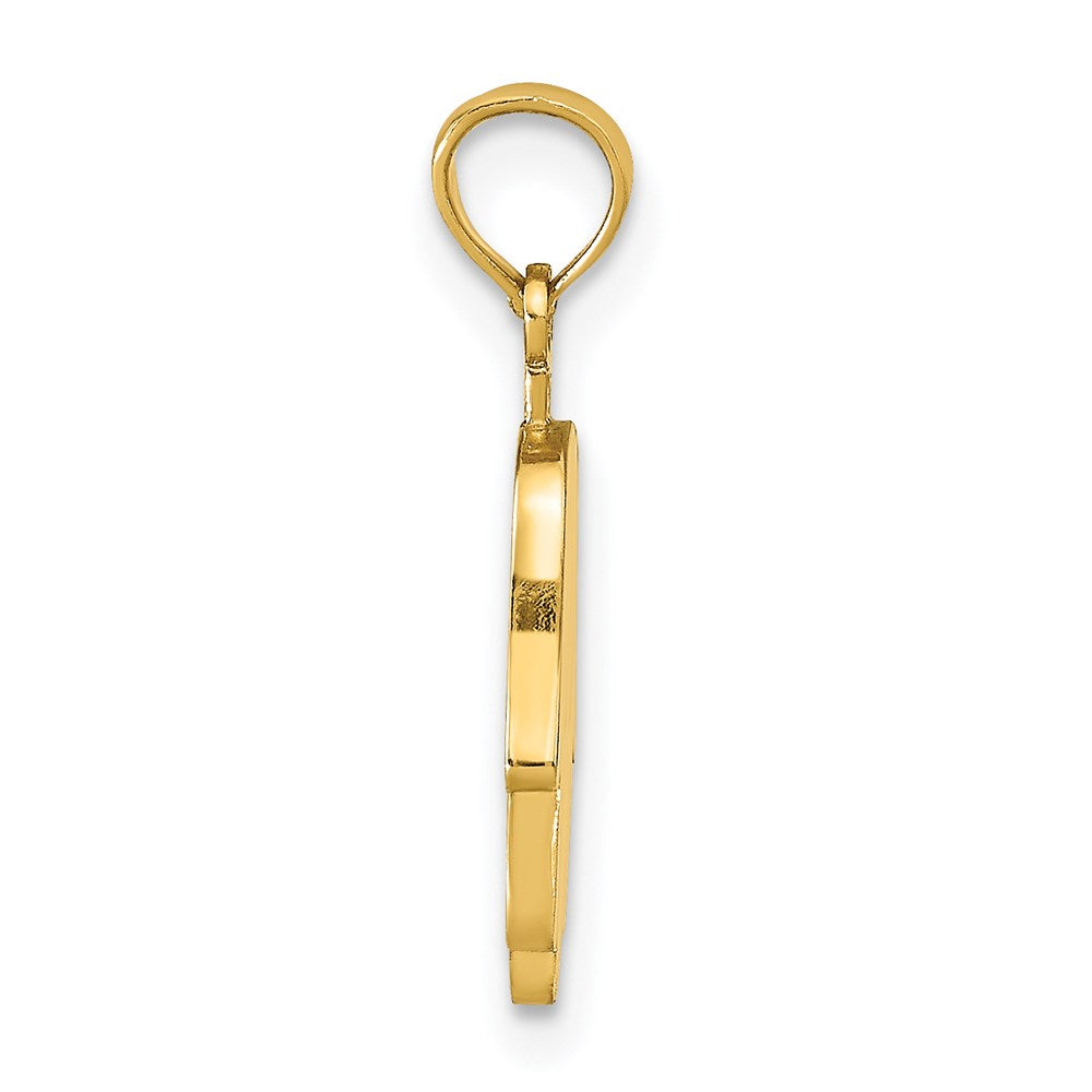 Alternate view of the 14k Yellow Gold Small Solid Hamsa Pendant, 9 x 20mm by The Black Bow Jewelry Co.