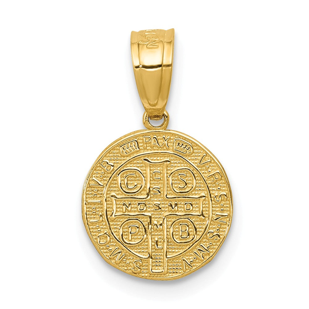 Alternate view of the 14k Yellow Gold Solid San Benito 2 Sided Medal Pendant, 18mm by The Black Bow Jewelry Co.