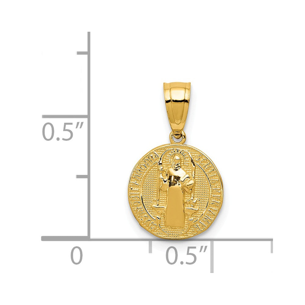 Alternate view of the 14k Yellow Gold Solid San Benito 2 Sided Medal Pendant, 10mm (3/8 In.) by The Black Bow Jewelry Co.
