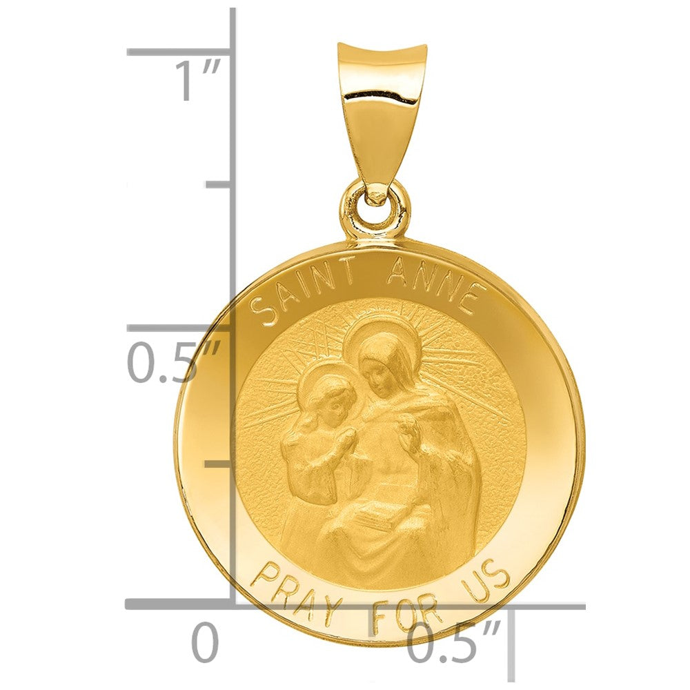 Alternate view of the 14k Yellow Gold Hollow St. Anne Medal Pendant, 18mm (11/16 Inch) by The Black Bow Jewelry Co.