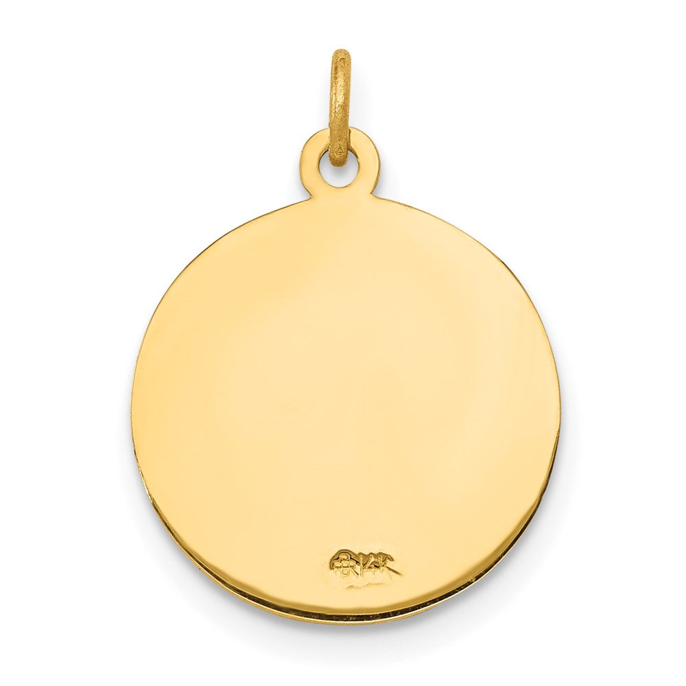 Alternate view of the 14k Yellow Gold Solid Guardian Angel Medal Charm or Pendant, 15mm by The Black Bow Jewelry Co.