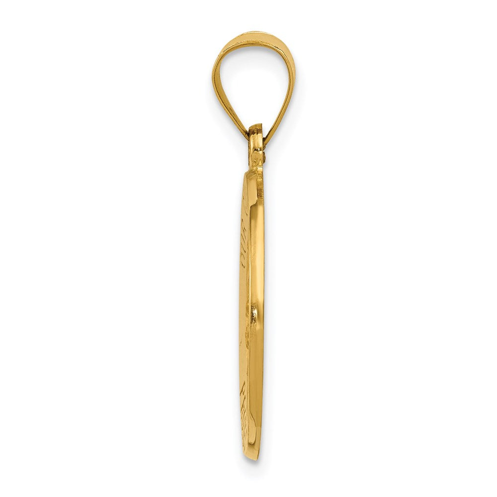 Alternate view of the 14k Yellow Gold Hollow Guardian Angel Medal Pendant by The Black Bow Jewelry Co.