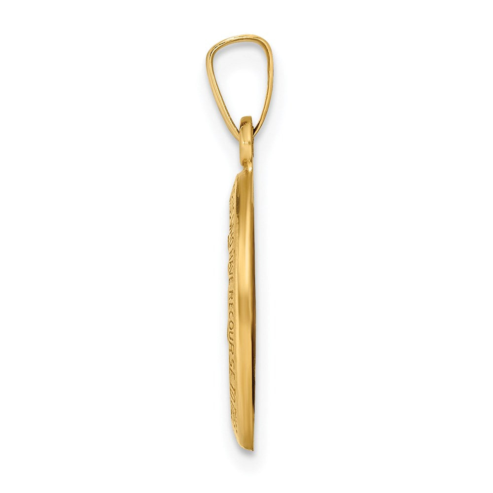 Alternate view of the 14k Yellow Gold Hollow Oval Miraculous Medal Pendant, 11 x 22mm by The Black Bow Jewelry Co.