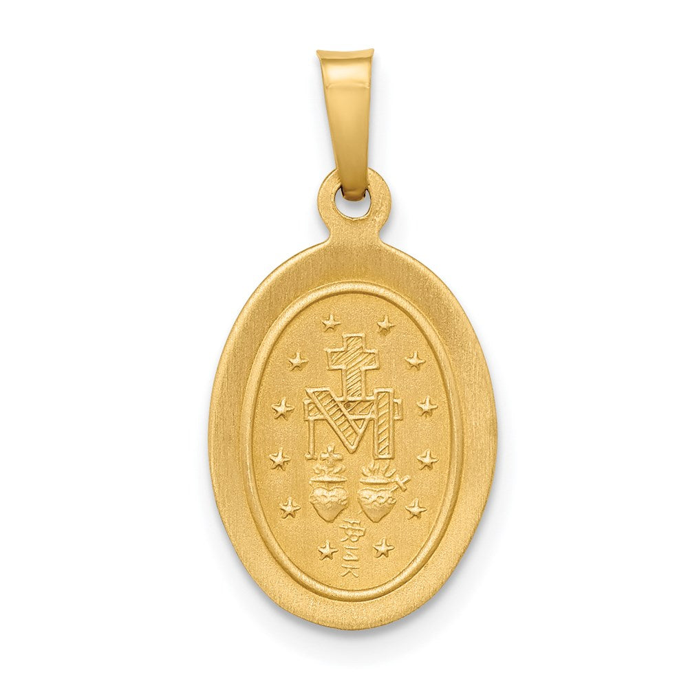 Alternate view of the 14k Yellow Gold Hollow Oval Miraculous Medal Pendant, 11 x 22mm by The Black Bow Jewelry Co.