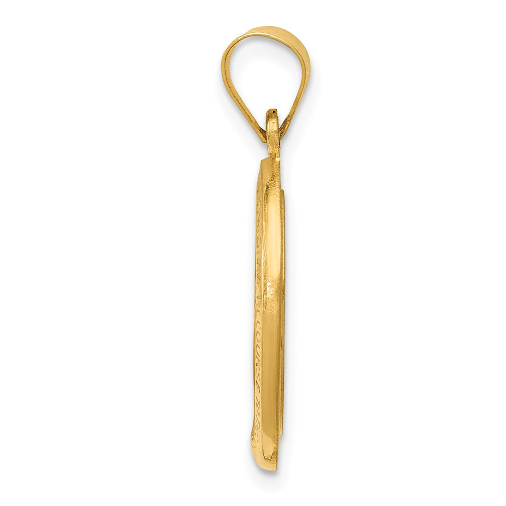 Alternate view of the 14k Yellow Gold Hollow Oval Miraculous Medal Pendant by The Black Bow Jewelry Co.