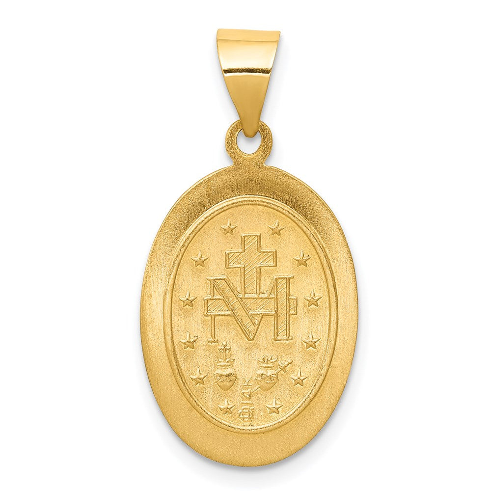 Alternate view of the 14k Yellow Gold Hollow Oval Miraculous Medal Pendant by The Black Bow Jewelry Co.