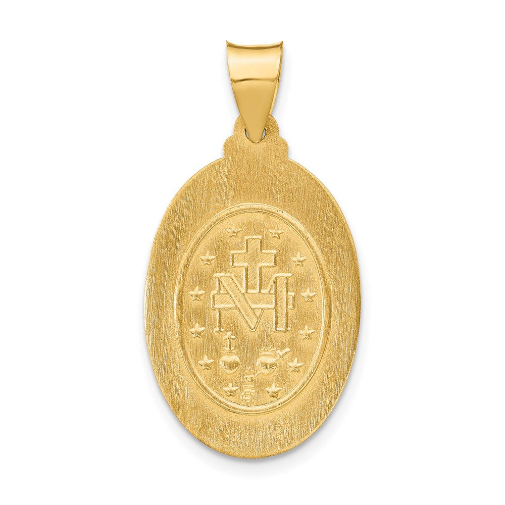 Alternate view of the 14k Yellow Gold Hollow Oval Miraculous Medal Pendant, 15 x 32mm by The Black Bow Jewelry Co.