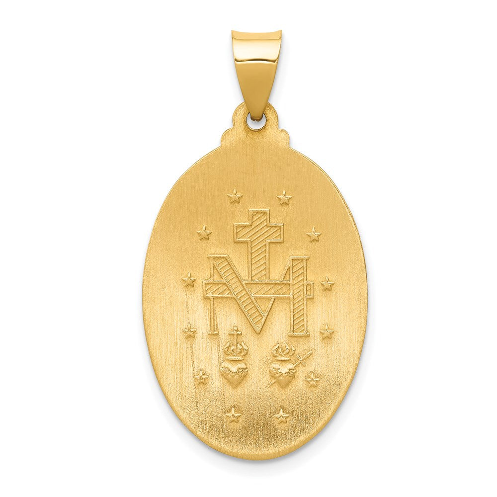 Alternate view of the 14k Yellow Gold Hollow Oval Miraculous Medal Pendant, 17 x 34mm by The Black Bow Jewelry Co.