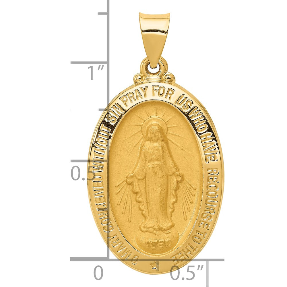 Alternate view of the 14k Yellow Gold Hollow Oval Miraculous Medal Pendant, 17 x 34mm by The Black Bow Jewelry Co.