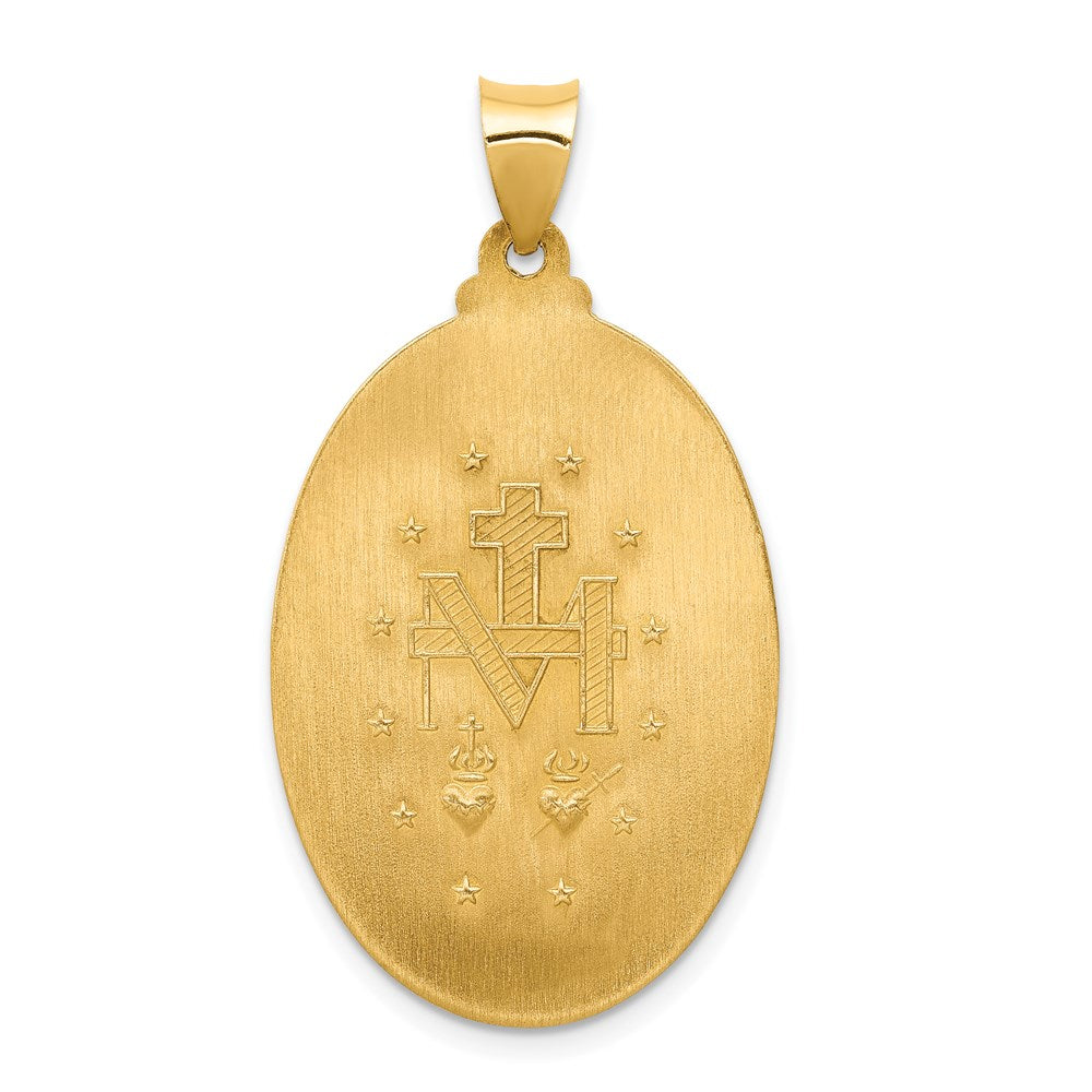 Alternate view of the 14k Yellow Gold Hollow Oval Miraculous Medal Pendant, 20 x 38mm by The Black Bow Jewelry Co.