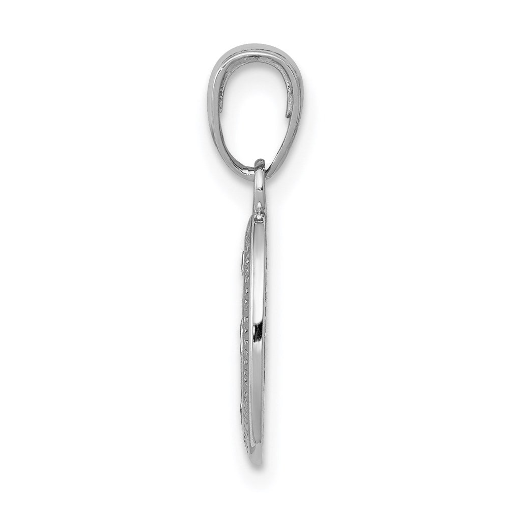 Alternate view of the 14k White Gold Solid Polished Oval Miraculous Medal Pendant, 8 x 20mm by The Black Bow Jewelry Co.