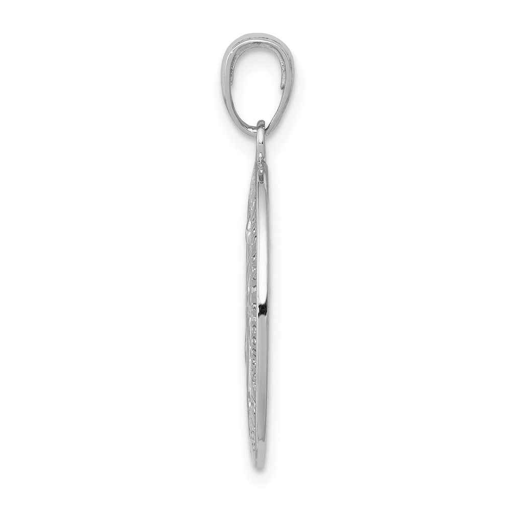 Alternate view of the 14k White Gold Solid Polished Oval Miraculous Medal Pendant, 13 x 28mm by The Black Bow Jewelry Co.